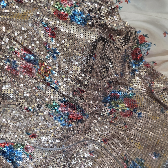 Rabanne Chainmail Sequin-Embellished Maxi Floral Metallic Skirt Multi Color NWT - Picture 7 of 16